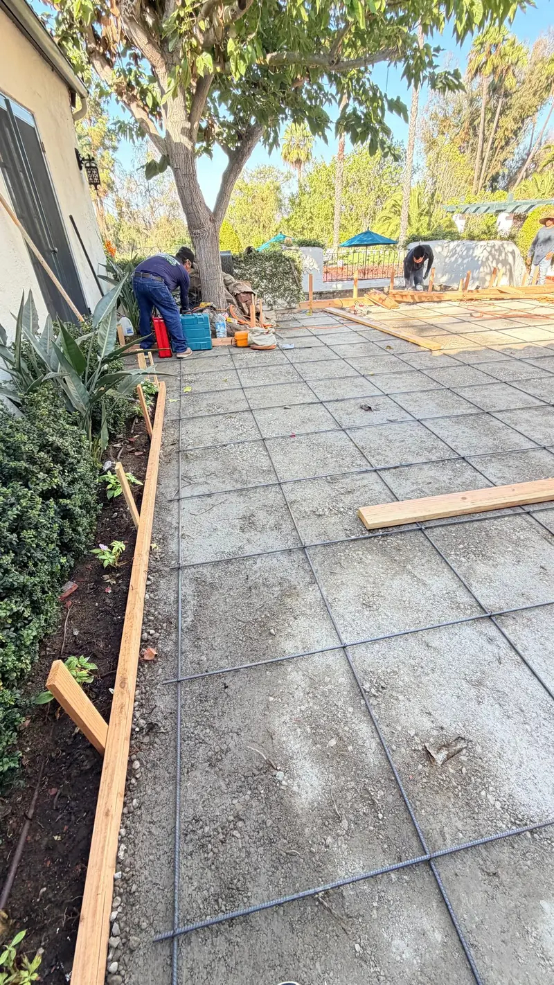 Forms and rebar set before a pour